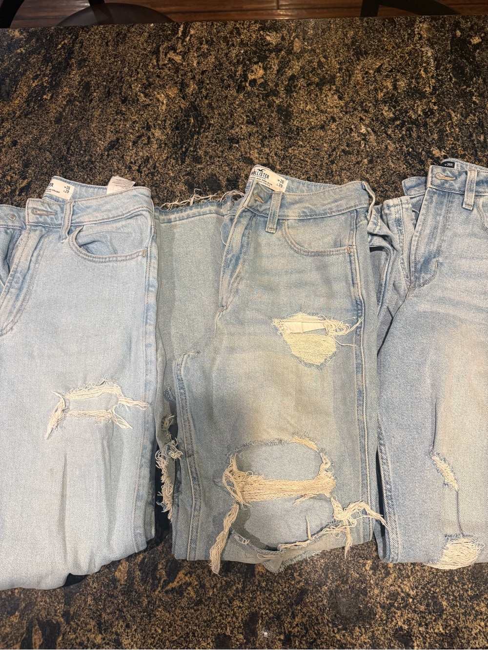 Hollister Light Blue Distressed High-Rise Jeans- set of 3